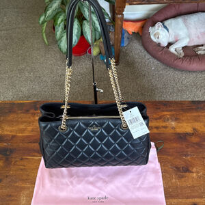 Kate Spade Carey Shoulder Bag Black with Gold Chain & Hardware NWT